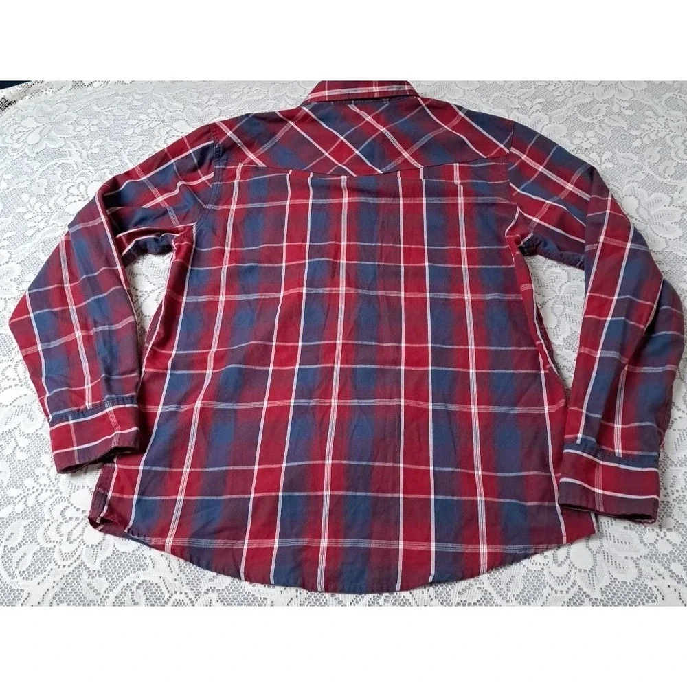 Men's Levi's Modern Fit Plaid Long Sleeve Pearl Snap Button Up Shirt Size Medium